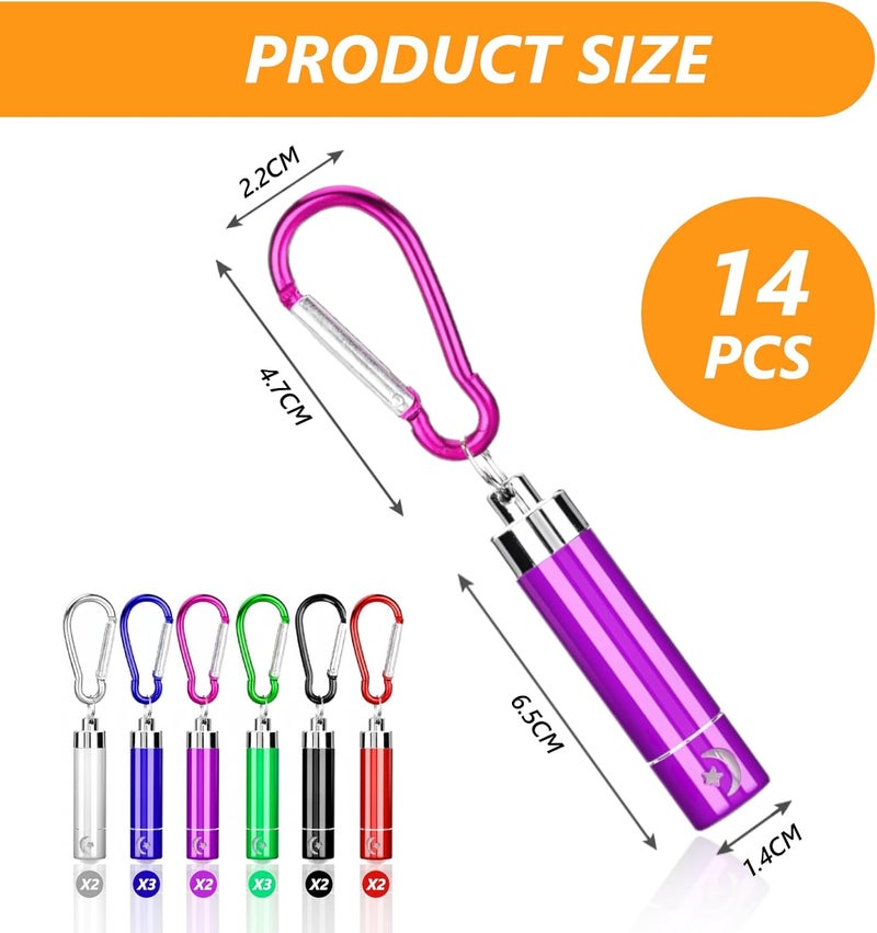 flintronic 14PCS Mini LED Keychain Flashlight Set - Portable Aluminium Torch for Outdoor Activities - Image 2