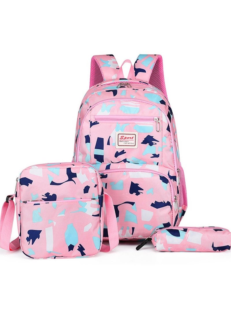 Joychic 3-Piece Nylon Water Resistant Travel Daypack Brief Durable Large Capacity School Backpack Set with Front Pocket for Middle High Students - Image 1