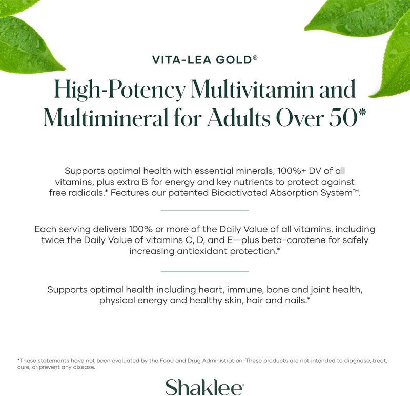 Shaklee VitaLea Gold with Vitamin K for Adults Over 50  HighPotency Formula for Heart Immune Bone and Joint Health  Supports Physical Energy  Healthy Aging  Essential Vitamins  120 Tablets - Image 4