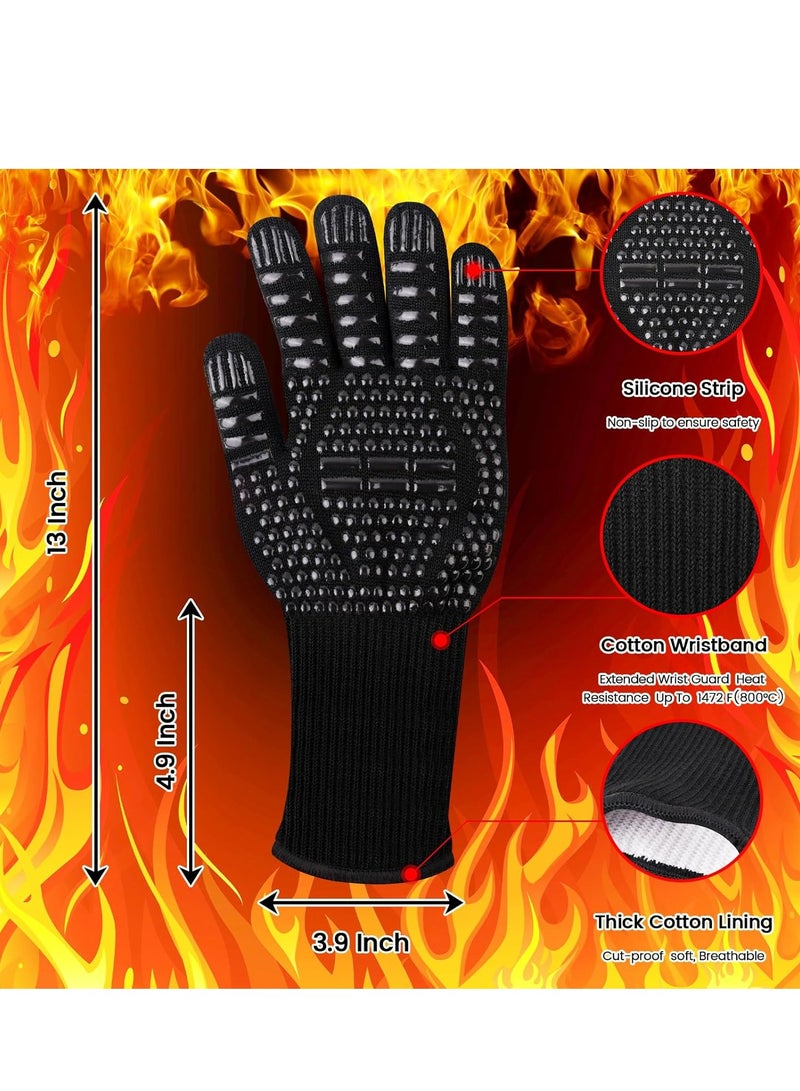 أوزيغالور 1472 درجة فهرنهايت مقاومة للحرارة للشواء، قفازات الشواء، قفازات فرن سيليكونية مانعة للانزلاق للاستخدام في المطبخ - Image 2