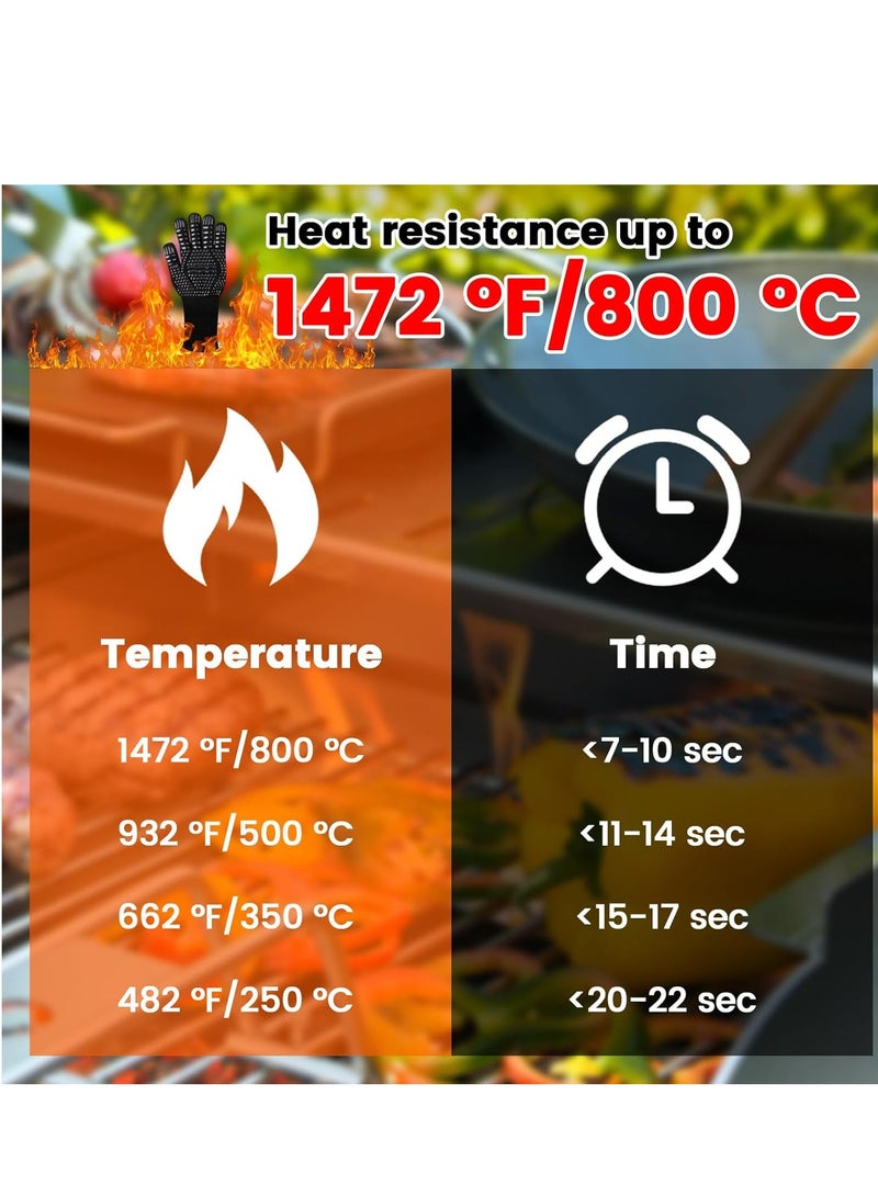 أوزيغالور 1472 درجة فهرنهايت مقاومة للحرارة للشواء، قفازات الشواء، قفازات فرن سيليكونية مانعة للانزلاق للاستخدام في المطبخ - Image 3