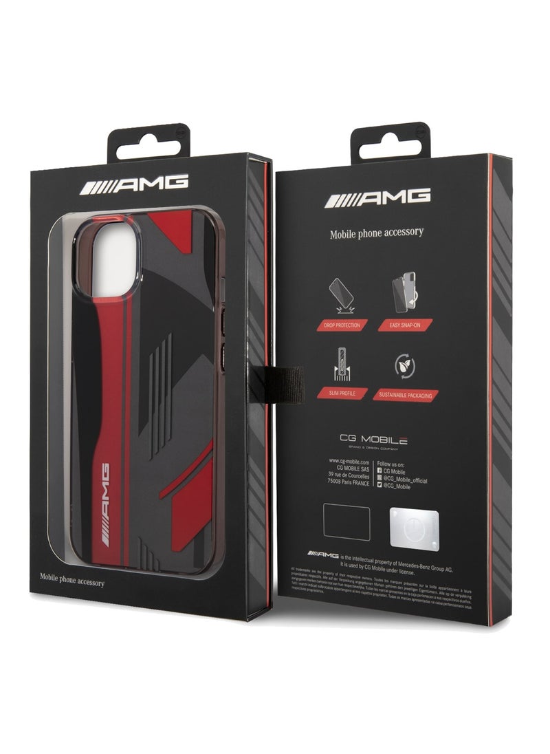 AMG - iPhone 14 Case Transparent Double Layer Back Cover Expressive Graphic Design / Lifted Ring Case / Slim Profile / Easy Snap-On / Bumper Protection / Drop Protection - Black/Red - Image 1