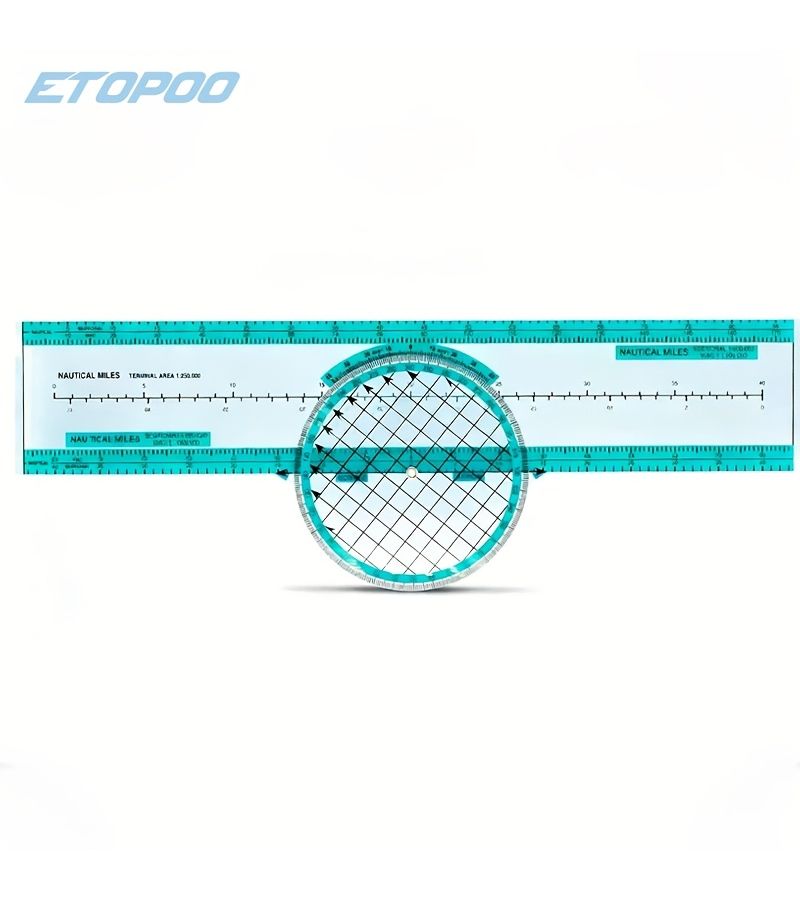 360 Degree Rotating Aviation Plotter Ruler Green Nautical Miles Navigation Protractor for Pilots Marine Chart Mapping Flight Planning - Image 4