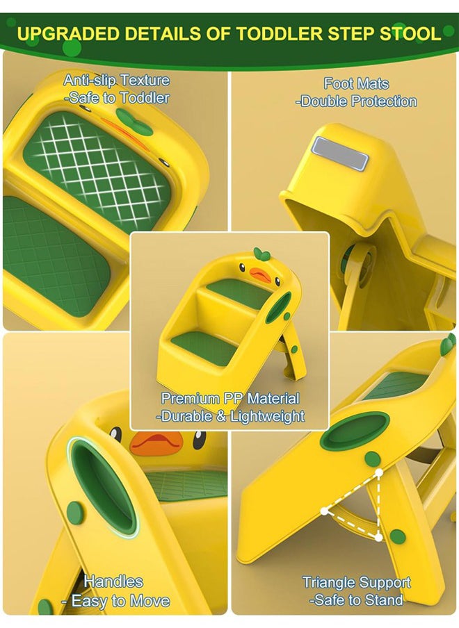 Hihonor Foldable 2 Baby  Step Stool 1 To 4 Years, Yellow  - Image 2