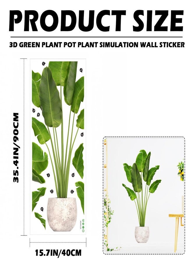 YOLUFER 3D Potted Plant Wall Stickers, Removable Bonsai Decals, Wall Decal for Living Room, Bedroom,Office, Green - Image 2
