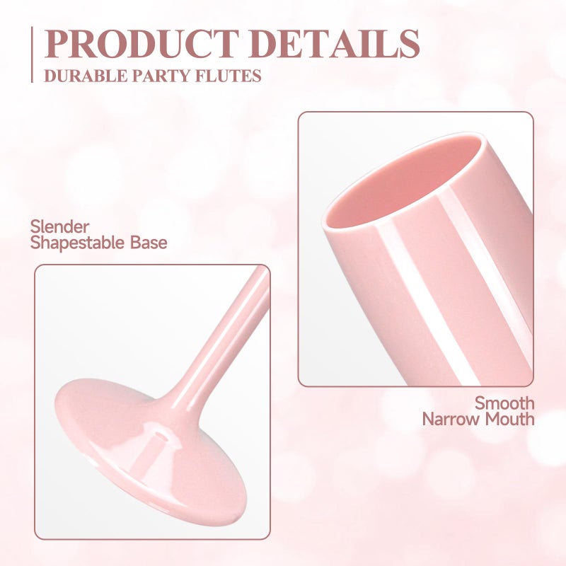XUWAIDSGN Champagne Flute Acrylic Champagne Glasses Wedding Toasting Champagne Flute Goblet Plastic Reusable Unbreakable Champagne Cups for Bachelorette Wedding Bridal Shower Party (Light Pink, 10) - Image 3