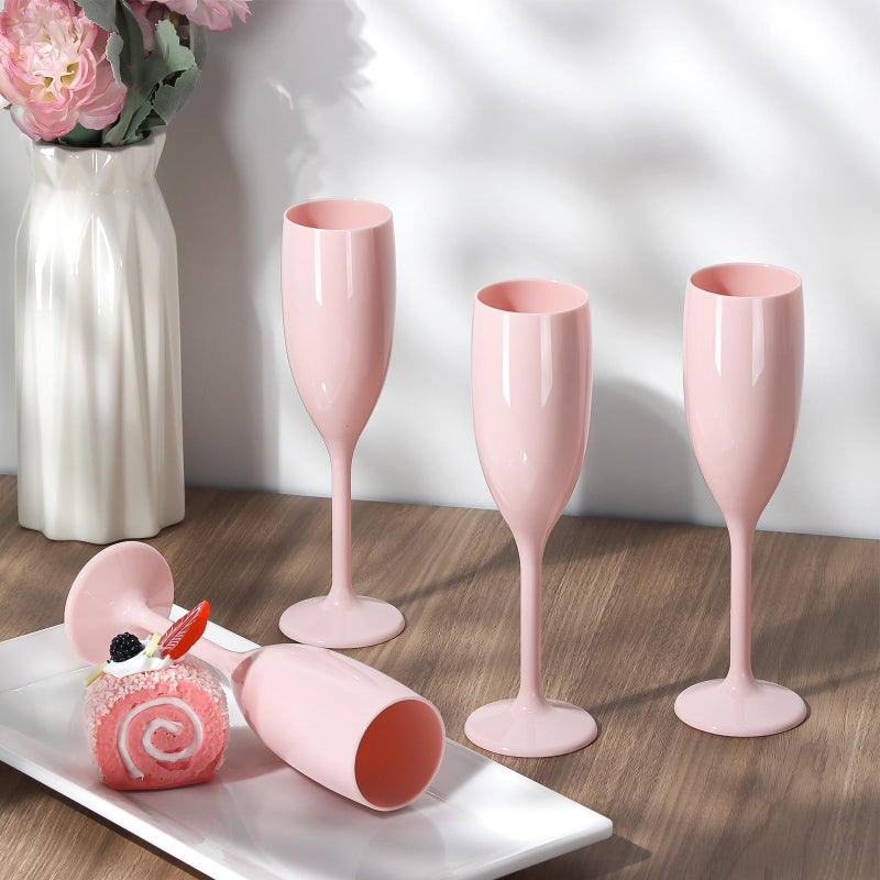 XUWAIDSGN Champagne Flute Acrylic Champagne Glasses Wedding Toasting Champagne Flute Goblet Plastic Reusable Unbreakable Champagne Cups for Bachelorette Wedding Bridal Shower Party (Light Pink, 10) - Image 5