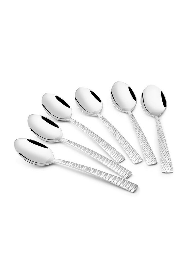 FNS FNS Stainless Steel Madrid Hammer Finish On Handle Tea Spoon (Set Of 6) For Tea, Coffee And Spices 