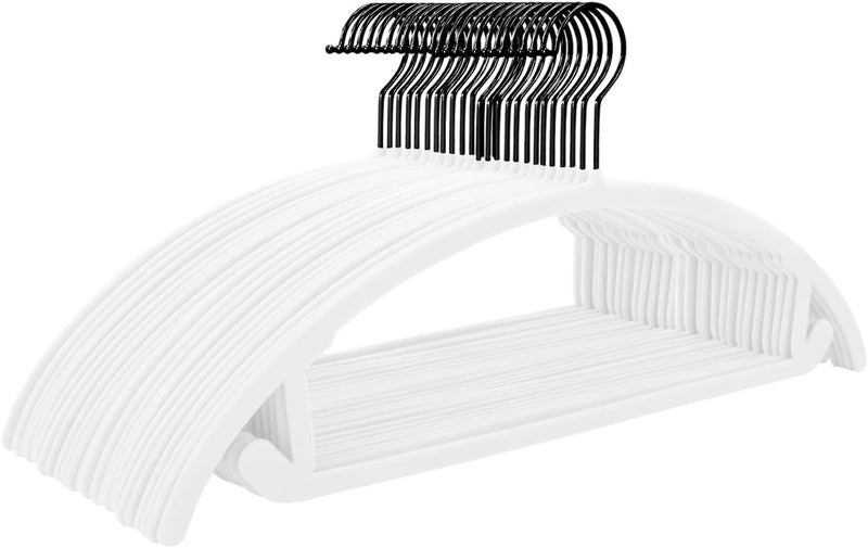 MIZGI Premium Velvet Hangers (Pack of 50) Heavyduty- Non Slip No Shoulder Bump Suit Hangers - Black Hooks,Space Saving Clothes Hangers,Rounded Hangers for Coat,Sweater,Jackets,Pants - Image 1