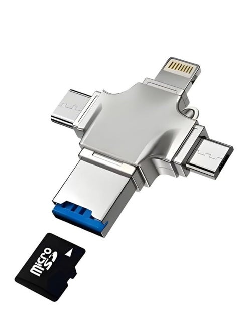 3-in-1 Multi Use Memory Card Reader LH01008, Compatible with Type-C, Micro USB and iPhone , External Card Reader for Fast Data Transfer , Supports Micro SD/T-Flash Cards , Ideal for Phones, Tablets, Laptops and Smart Devices , Compact and Portable Design