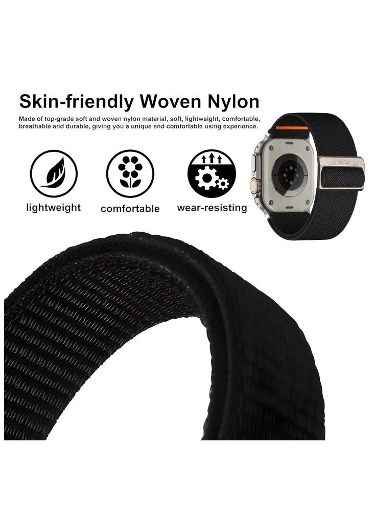 Elastic Nylon  for Apple Watch 42/44/45/49mm, Compatible with All Series (Series 9/8/7/6/5/4/SE/3/2/1), Wide Replacement Strap for Men and Women t Strap for Men and Women  Apple Watch band, elastic nylon strap, , sports watch strap, Apple Watch replacement strap, men's Apple Watch band, women's Apple Watch band, Apple Watch accessories - Image 3
