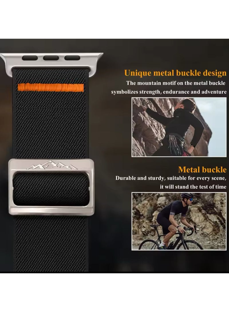 Elastic Nylon  for Apple Watch 42/44/45/49mm, Compatible with All Series (Series 9/8/7/6/5/4/SE/3/2/1), Wide Replacement Strap for Men and Women t Strap for Men and Women  Apple Watch band, elastic nylon strap, , sports watch strap, Apple Watch replacement strap, men's Apple Watch band, women's Apple Watch band, Apple Watch accessories - Image 5