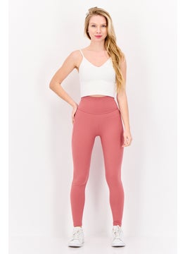 Adidas Women Tight Fit Brand Logo Training Leggings, Mauve  - Image 3