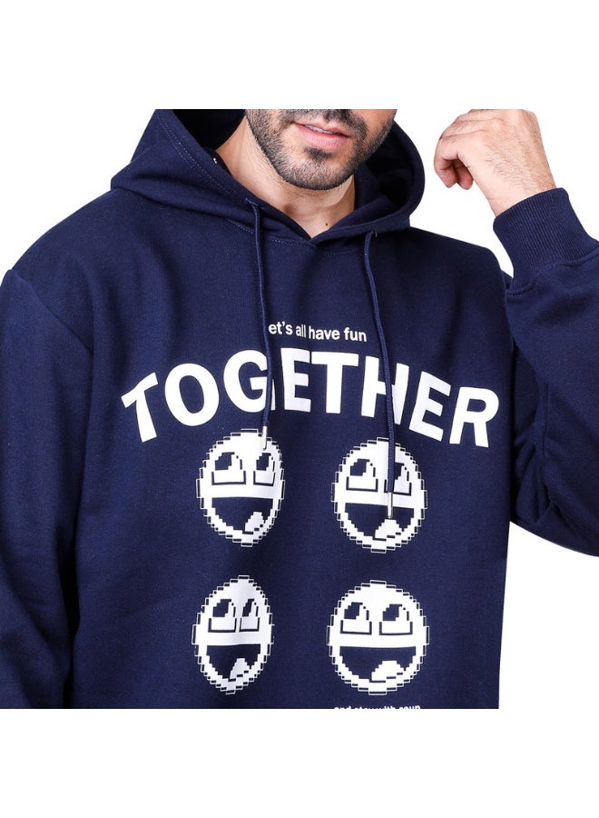 كوب سويت شيرت بغطاء رأس بتصميم إيموجي معًا للرجال - Image 3