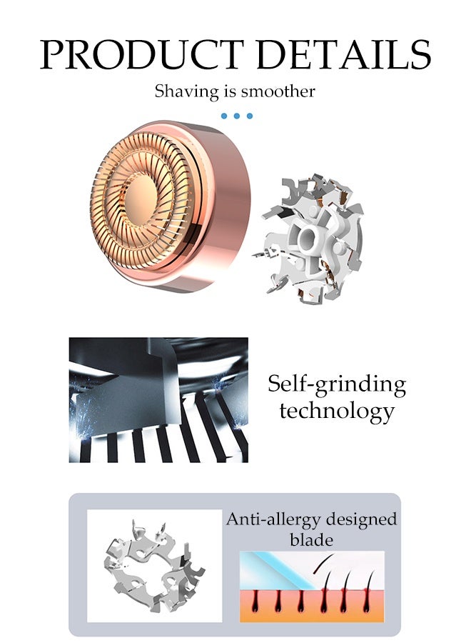 DUNISO Electric Hair Remover，Facial Hair Removal for Women，Painless Hair Removal Device，Battery Version，Easy to Carry，Easy to Clean，for Lip, Chin, Arms,Champagne Gold - Image 4