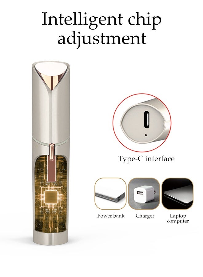 DUNISO Electric Hair Remover，Facial Hair Removal for Women，Painless Hair Removal Device，Battery Version，Easy to Carry，Easy to Clean，for Lip, Chin, Arms,Champagne Gold - Image 5