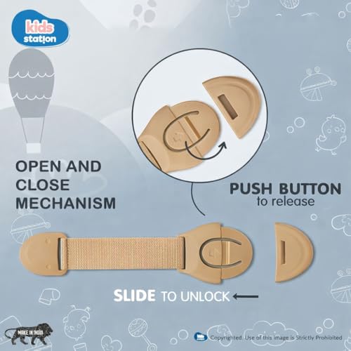 Kids Station Furniture Latch with 3M Adhesive - Strong and Adhesive Child/Toddler/Infants Safety Locks for Drawers, Cabinets, Fridge and Cupboard - Baby Proofing Product - Pack of 6 (Beige) - Image 3