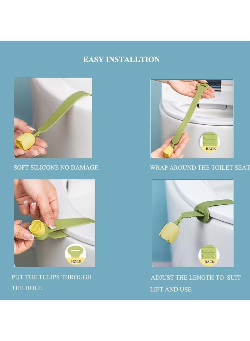 Soft Silicone Toilet Seat Lifter, Lavatory Cover Bathroom Handle, 2 Sets for Toilets, Yellow - Image 5