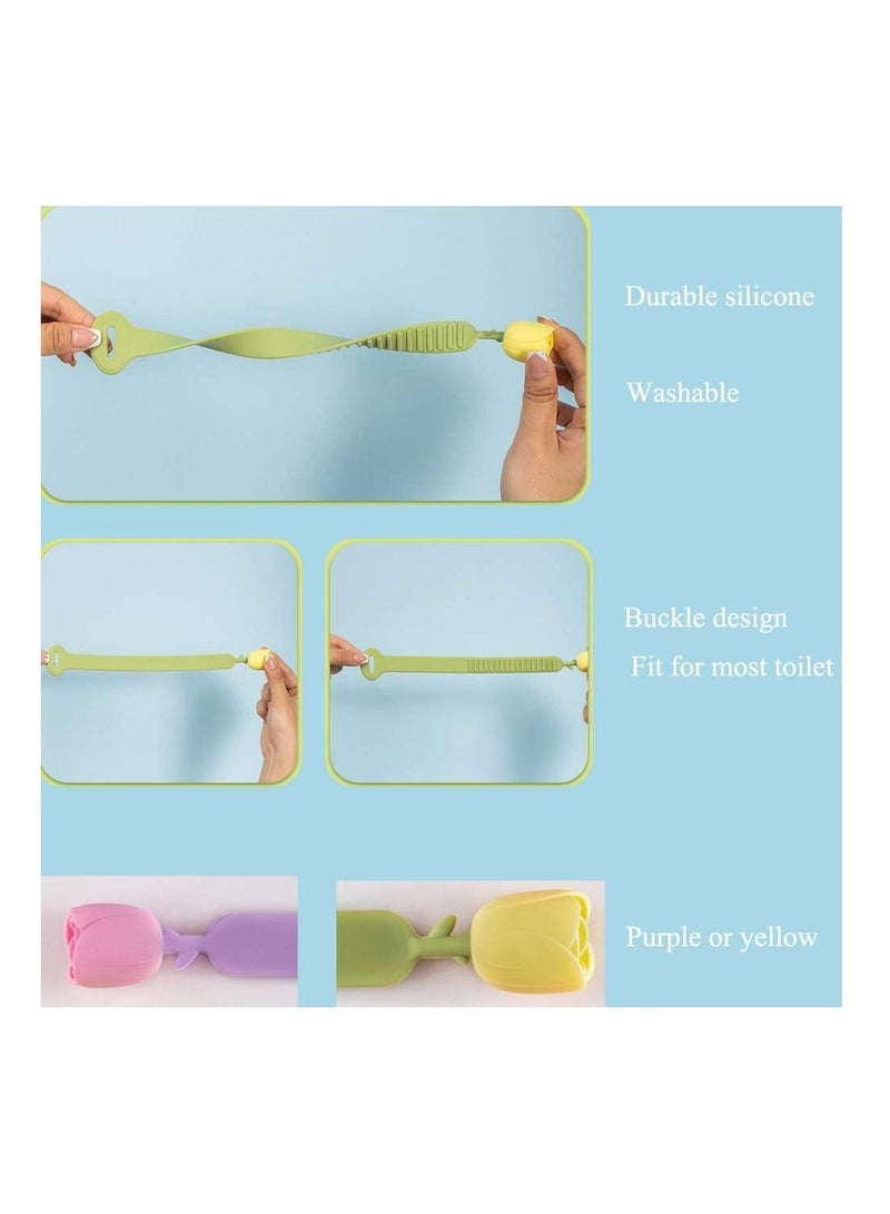 Soft Silicone Toilet Seat Lifter, Lavatory Cover Bathroom Handle, 2 Sets for Toilets, Yellow - Image 4