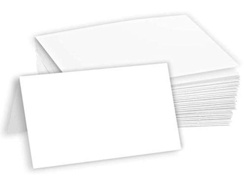 Hamilco Blank Tent Name Place Table Cards 3 1/2" x 2" Folded Card Stock - White Cardstock Paper 80lb Cover - 100 Pack - Image 1