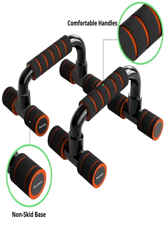 Readaeer Push Up Bars Gym Exercise Equipment Fitness 1 Pair Pushup Handles with Cushioned Foam Grip and Non-Slip Sturdy Structure Push Up Bars for Men & Women (Orange) - Image 3