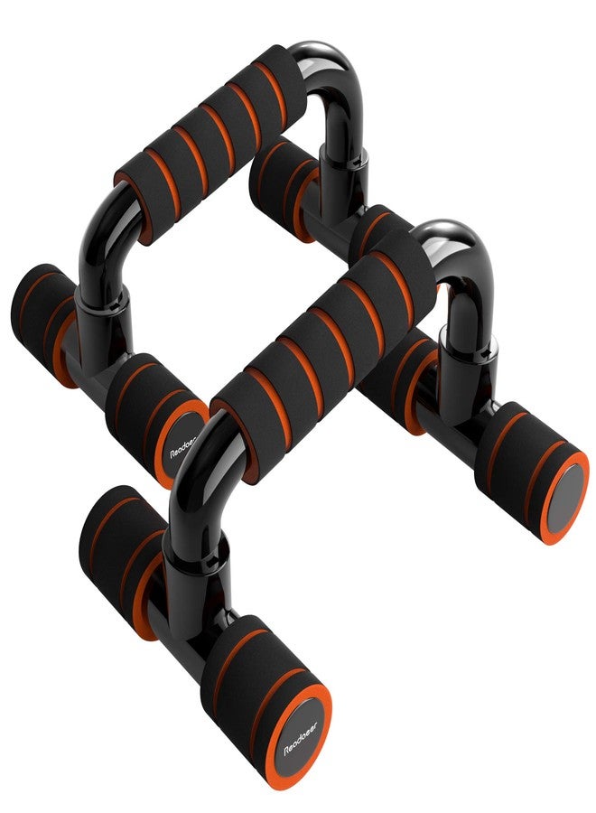 Readaeer Push Up Bars Gym Exercise Equipment Fitness 1 Pair Pushup Handles with Cushioned Foam Grip and Non-Slip Sturdy Structure Push Up Bars for Men & Women (Orange) - Image 1