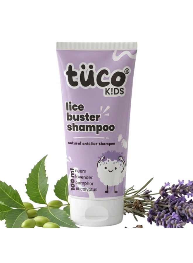 Tuco® Kids Natural Lice Buster Shampoo | Infused with Camphor, Neem, Tea Tree Oil | Perfect for Lice & Itchy Scalp | Ages 2-5, 4-10, 10-15, 5-10 Years | Paraben & SLS Free |100ml - Image 1