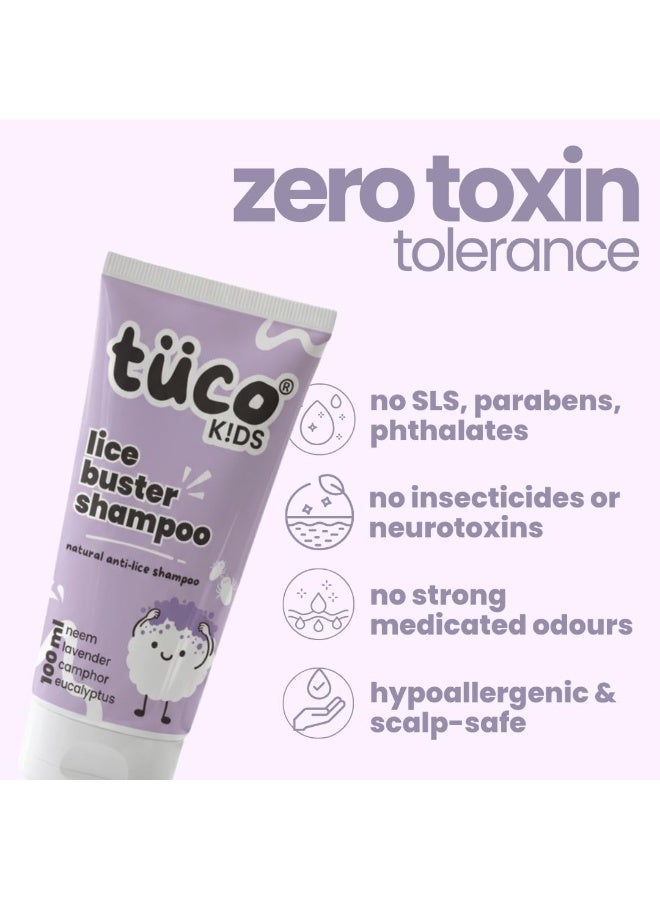 Tuco® Kids Natural Lice Buster Shampoo | Infused with Camphor, Neem, Tea Tree Oil | Perfect for Lice & Itchy Scalp | Ages 2-5, 4-10, 10-15, 5-10 Years | Paraben & SLS Free |100ml - Image 4