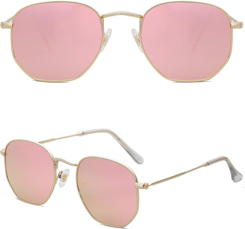 Sojos Square Polarized Sunglasses for Women Men Small Hexagonal Polygon Mirrored Lens SJ1072 - Image 2