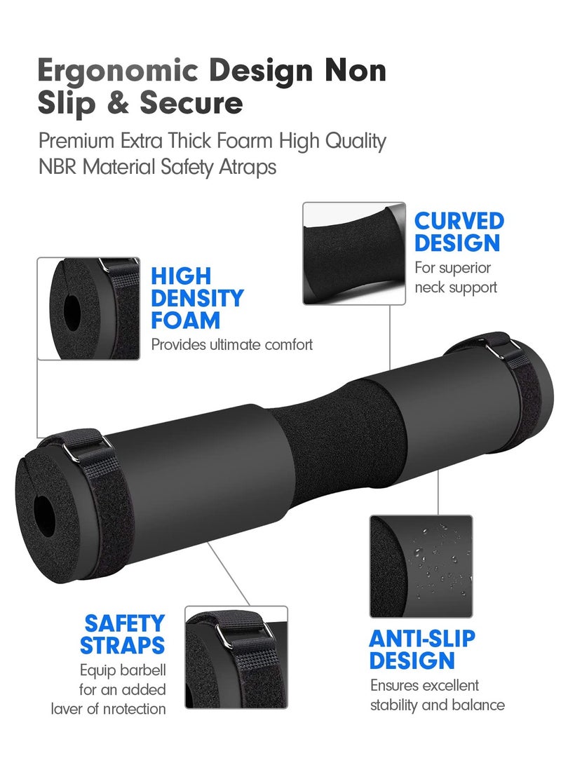 XiuWoo Squat Pad Barbell Pad for Squats, Pad for Lunges and Hip Thrusts - Foam Sponge Pad Provides Relief to Neck and Shoulders While Training Fit Standard and Olympic Bars Black - Image 3
