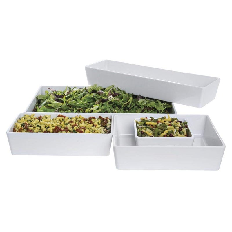 Hubert Food Pan 1/6 Size White Melamine Modular Pan - 6"L x 6"W x 3"H - Image 3