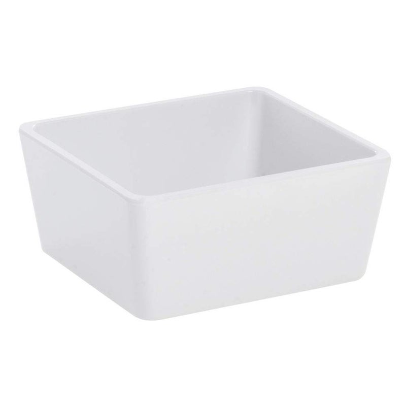 Hubert Food Pan 1/6 Size White Melamine Modular Pan - 6"L x 6"W x 3"H - Image 2