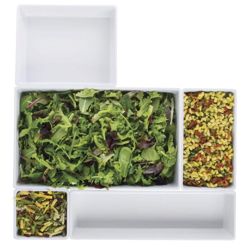 Hubert Food Pan 1/6 Size White Melamine Modular Pan - 6"L x 6"W x 3"H - Image 4