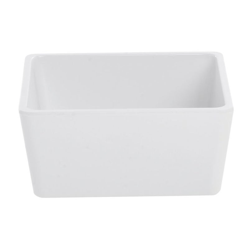 Hubert Food Pan 1/6 Size White Melamine Modular Pan - 6"L x 6"W x 3"H - Image 1
