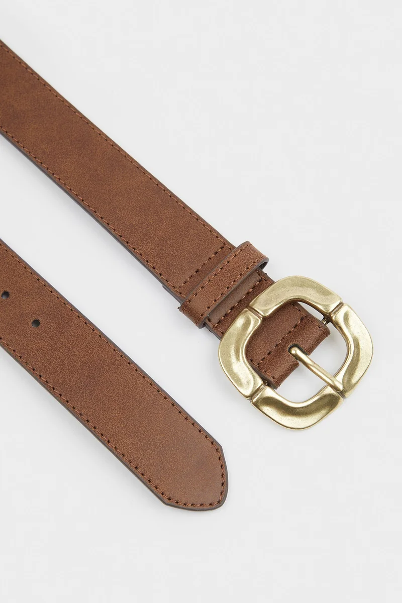 Defacto Woman Big Clasp Faux Leather Belt