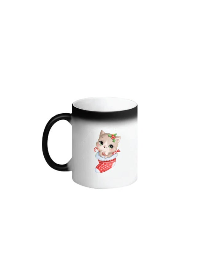 بيفت كوب مطبوع أسود من BYFT 100٪ من 1 (300 مل، قط داخل مقاسي عيد الميلاد)