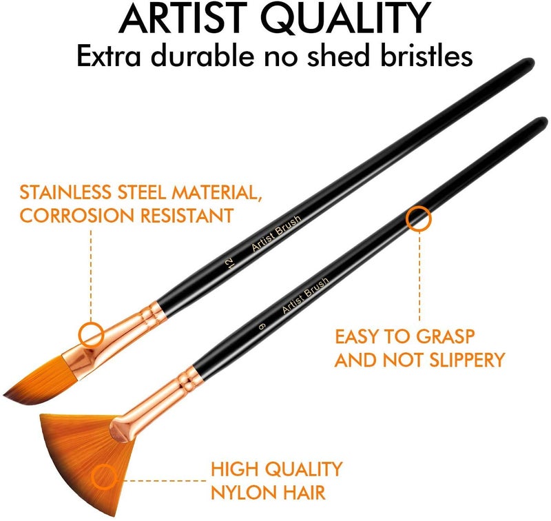 VERAT مجموعة فرش الرسم 12 قطعة من فيرات فرشاة الرسم الأكريليكية فرشاة الرسم على القماش مجموعة فرشاة فرشاة مائية مجموعة فرش للرسم مجموعة زيتية للأطفال والبالغين فنون الحرف - Image 3