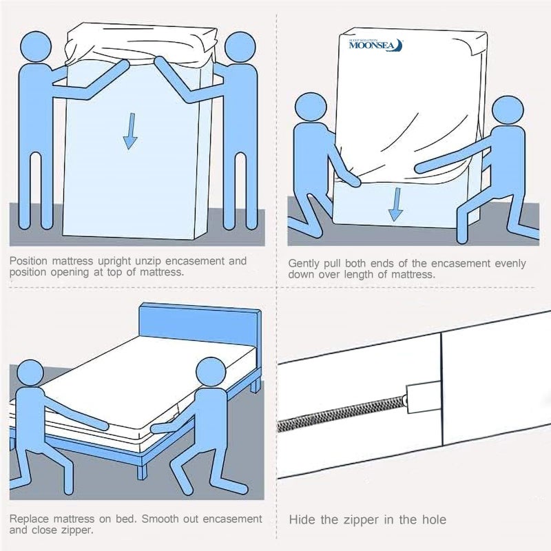 Moonsea Queen Mattress Protector Zippered (10/11/12/13/14 Inchs), Soft Terry Surface Mattress Encasement, 6-Side Waterproof Mattress Cover for Kids, Well Zipper, Noiseless, for Queen Mattress 60 * 80 - Image 4