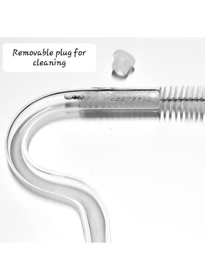 مجموعة القش الزجاجية الإبداعية المضادة لتجاعيد الشفاه على شكل قش أفقي خالي من التجاعيد. صديقة للبيئة قابلة لإعادة الاستخدام. ملحقات مشروبات أنيقة. تتضمن فرشات تنظيف مخصصة - Image 3