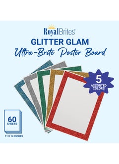 Royal Brites Glitter Poster Boards Assorted  Bulletin Poster Board with Glitter Frame 12 pcs Pack of 5  - Image 2