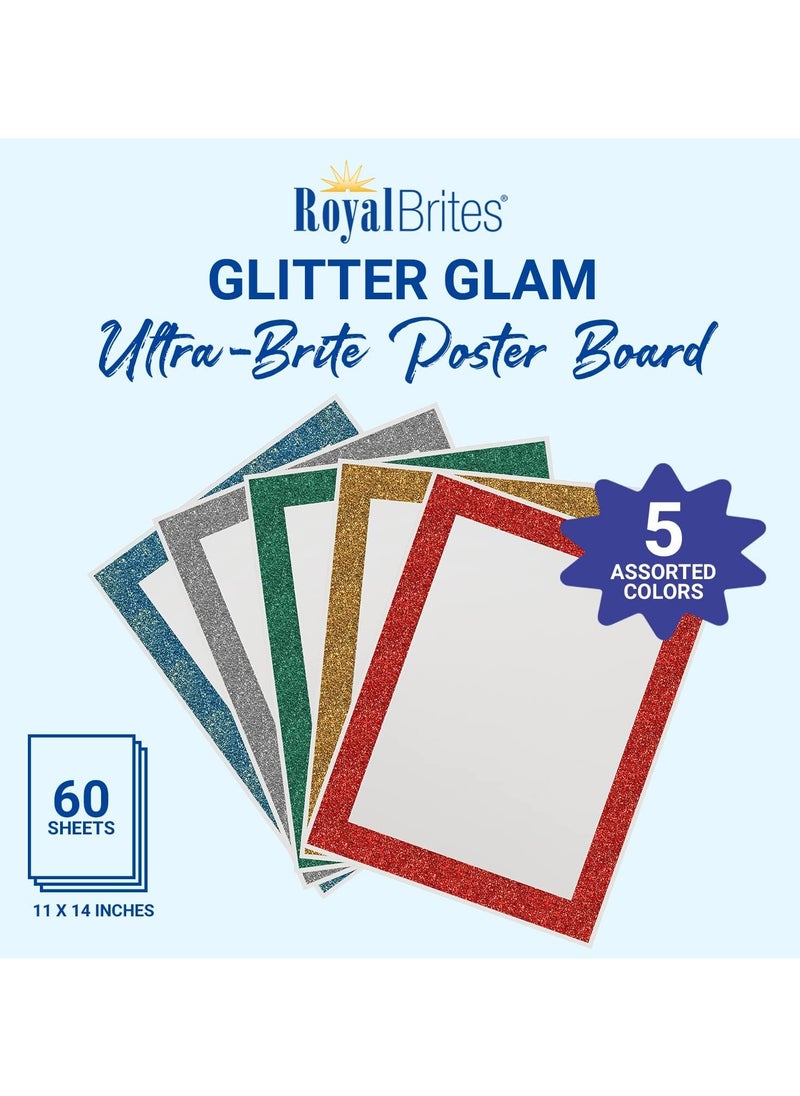 Royal Brites Glitter Poster Boards Assorted  Bulletin Poster Board with Glitter Frame 12 pcs Pack of 5  - Image 2