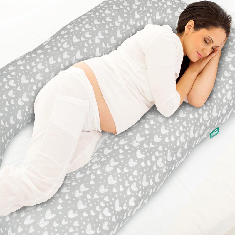 Biloban Pregnancy Full Body Pillow Cover U-Shaped (Cover Only), Super Soft Pillowcase Replacement Cover for Maternity Pillow, Universal Fit, Grey Hearts Print  - Image 5