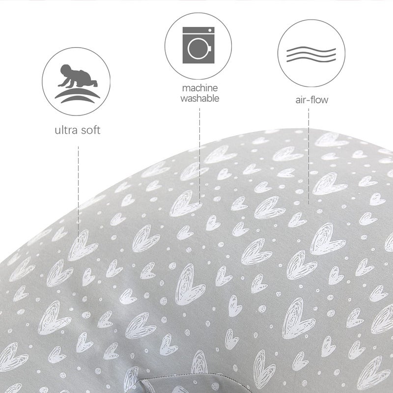 Biloban Pregnancy Full Body Pillow Cover U-Shaped (Cover Only), Super Soft Pillowcase Replacement Cover for Maternity Pillow, Universal Fit, Grey Hearts Print  - Image 3