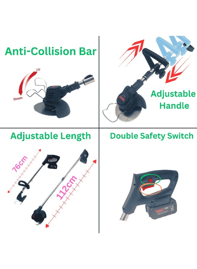 BONAI Battery Powered String Trimmer with Batteries & Charger - All-in-One Electric Grass Cutter, Lawn Mower Edger Tool, and Grass Wacker - Image 3