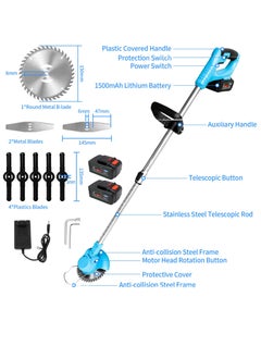 BOSS LIFE STYLE Battery Powered String Trimmer with Batteries & Charger - All-in-One Electric Grass Cutter, Lawn Mower Edger Tool, and Grass Wacker  - Image 2
