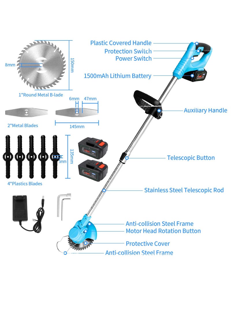BOSS LIFE STYLE - Battery Powered String Trimmer with Batteries & Charger - All-in-One Electric Grass Cutter, Lawn Mower Edger Tool, and Grass Wacker - Image 1