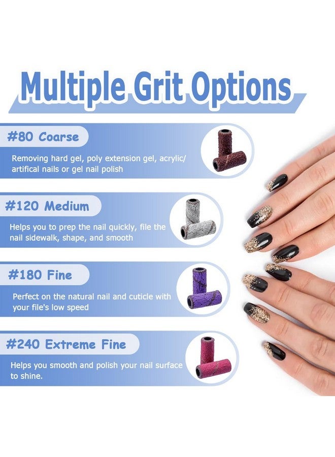 Mesee 60 Pieces Sanding Bands For Nail Drill, 4 Colors Small Sanding Band Nail Drill Bits 80# 120# 180# 240# Coarse Medium Fine Grit Efile Sand Set With Mandrel For Acrylic Nails Manicures Pedicures - Image 3