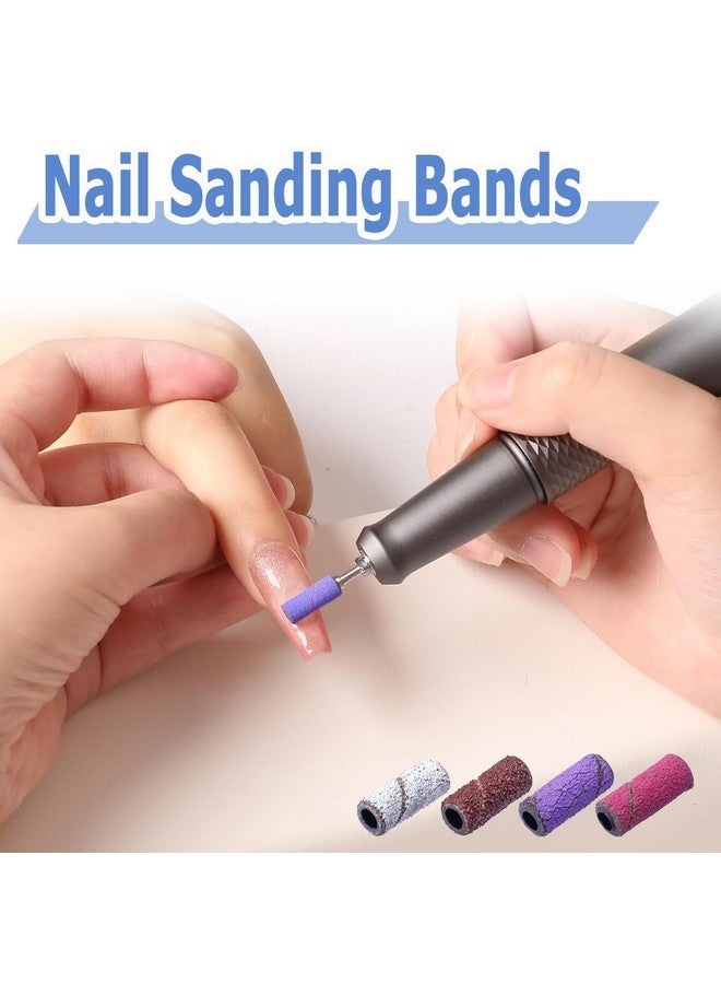 Mesee 60 Pieces Sanding Bands For Nail Drill, 4 Colors Small Sanding Band Nail Drill Bits 80# 120# 180# 240# Coarse Medium Fine Grit Efile Sand Set With Mandrel For Acrylic Nails Manicures Pedicures - Image 4