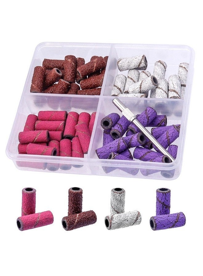 Mesee 60 Pieces Sanding Bands For Nail Drill, 4 Colors Small Sanding Band Nail Drill Bits 80# 120# 180# 240# Coarse Medium Fine Grit Efile Sand Set With Mandrel For Acrylic Nails Manicures Pedicures - Image 1