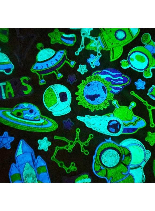 فنبلاست مجموعة ملصقات فن بلاست الفضائية - 4 ملصقات منفوخة مضيئة في الظلام للأطفال، ملصقات ثلاثية الأبعاد للبنات، ملصقات جمالية، ملصقات إسفنجية للأطفال، ذاتية اللصق للمجلات - Image 5